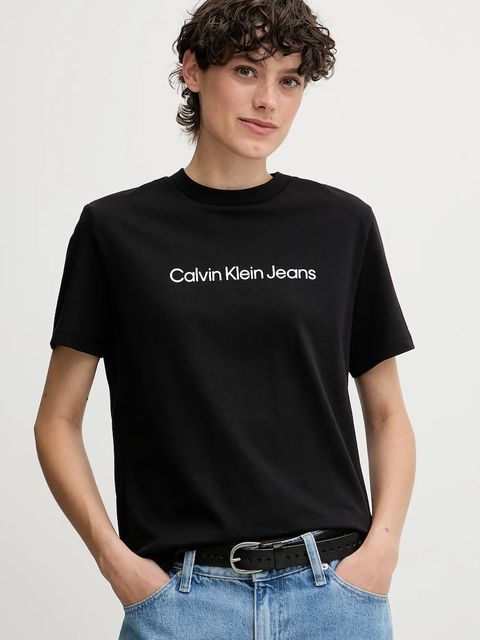 Calvin Klein Jeans t-shirt bawełniany damski kolor czarny LV047C912G - zdjęcie produktu nr 1
