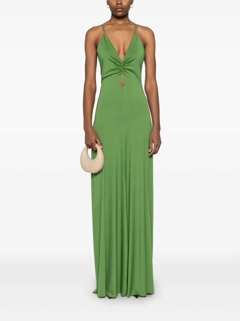 Victoria Beckham V-neck ruched gown - Green