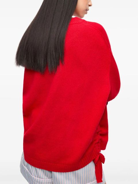 GANNI drawstring-hem sweater - Red