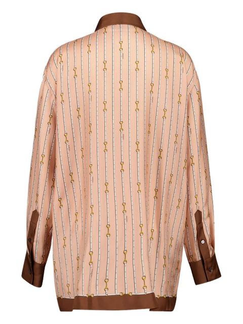 Gucci horsebit stripe silk shirt - Pink