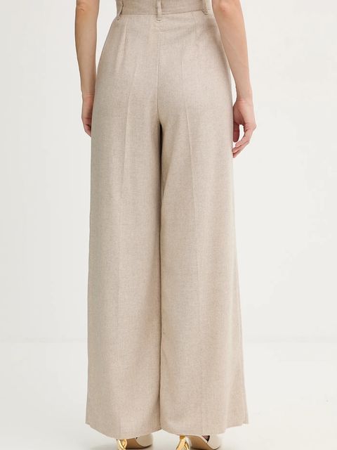 Marella spodnie z dodatkiem wełny Emme by Marella damskie kolor beżowy szerokie high waist 2525136102200