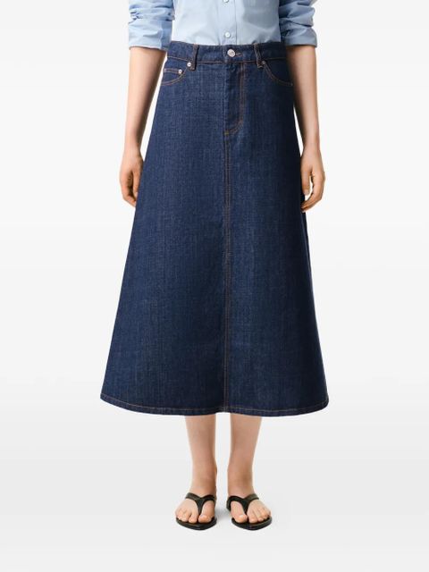 AMI Paris raw denim long midi skirt - Blue