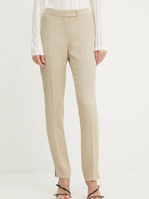 BOSS spodnie damskie kolor beżowy dopasowane high waist 50541990 - zdjęcie produktu nr 1