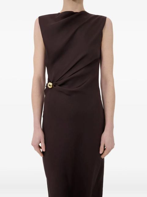 LouLou de Saison Roan draped metal-ornament midi dress - Brown