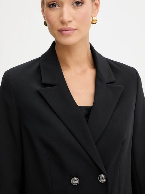 Guess marynarka FIONA kolor czarny dwurzędowa gładka W5YN20 WH9Y2