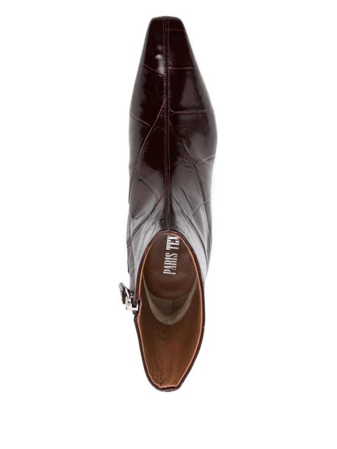 Paris Texas 30mm crocodile-effect pointed-toe ankle boots - Red