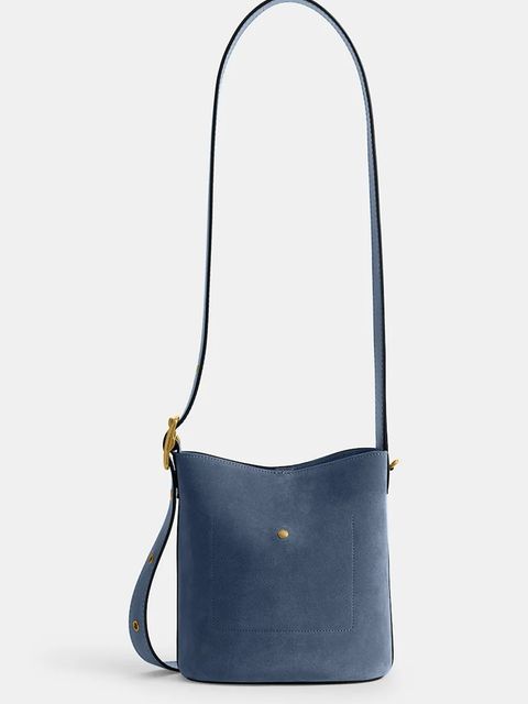 Coach torebka zamszowa Suede Bleecker Bucket 21 kolor niebieski CCW84 - zdjęcie produktu nr 2