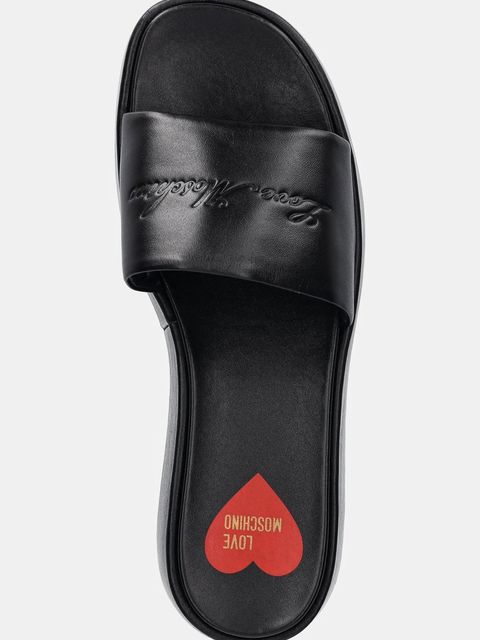 Love Moschino klapki skórzane damskie kolor czarny na platformie JA28177I0MIA0000 - zdjęcie produktu nr 2