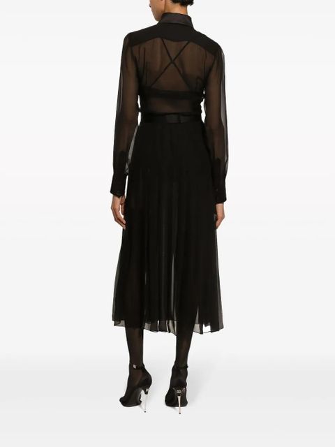 Dolce & Gabbana floral-appliqué silk-blend dress - Black