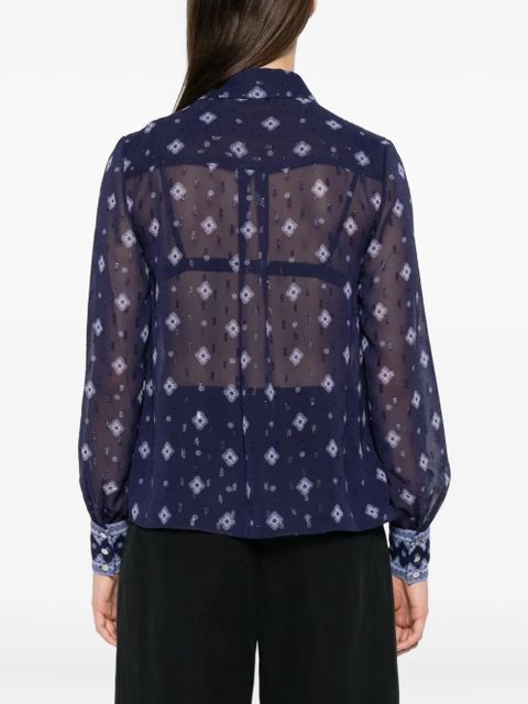 Self-Portrait patterned chiffon blouse - Blue