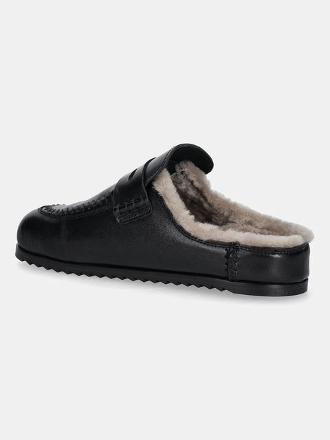 Answear.LAB klapki skórzane damskie kolor czarny