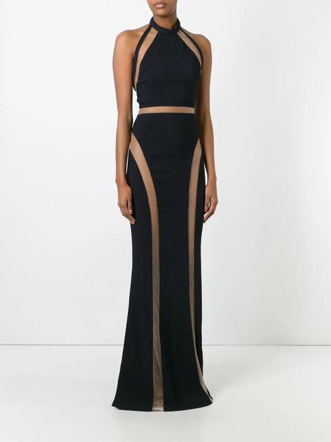 Balmain sheer panel evening gown - Black - zdjęcie produktu nr 2