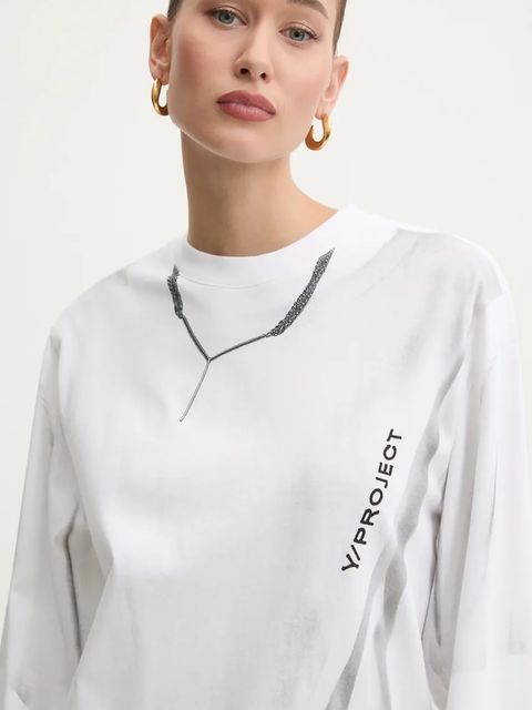 Y/Project longsleeve bawełniany YP TROMPE L'OEIL LONG SLEEVE T-SHIRT kolor biały 204TS021