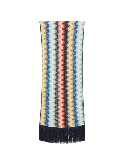 Missoni zigzag-knit fringed scarf - White - zdjęcie produktu nr 1