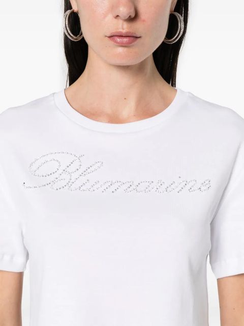 Blumarine rhinestone embellished cotton T-shirt - White
