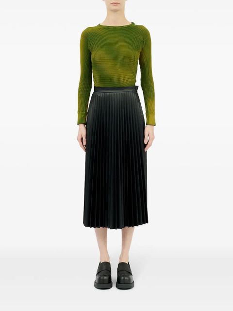 MM6 Maison Margiela pleated faux-leather midi skirt - Black