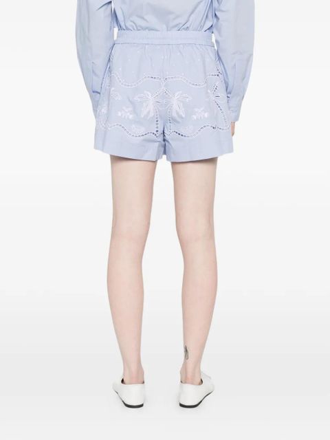 SANDRO broderie-anglaise-embroidered shorts - Blue