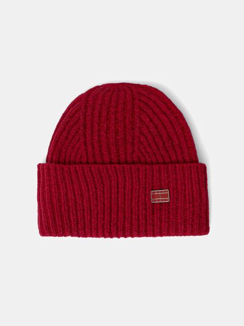 Tommy Jeans czapka z dodatkiem wełny kolor czerwony AW0AW17905 - zdjęcie produktu nr 1