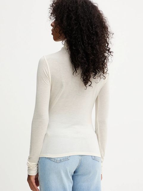 BOSS longsleeve z wełną kolor beżowy z półgolfem 50550639