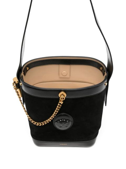 Versace chain-detail leather bucket bag - Black