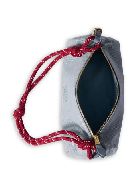 Miu Miu logo-embroidered gabardine bag - Blue