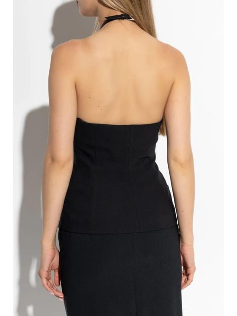 The Attico buckle-fastening halterneck blouse - Black