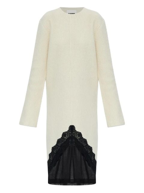 Jil Sander lace-panel midi dress - Neutrals - zdjęcie produktu nr 1