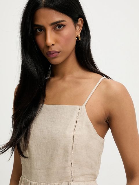 Answear.LAB komplet z lnem damski kolor beżowy