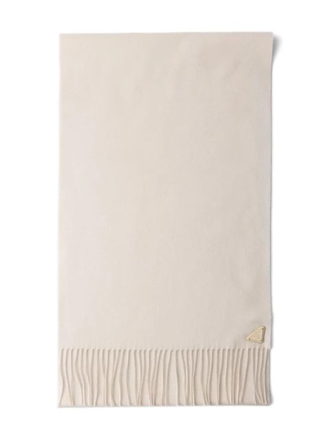 Prada triangle-logo fringed scarf - Neutrals - zdjęcie produktu nr 1