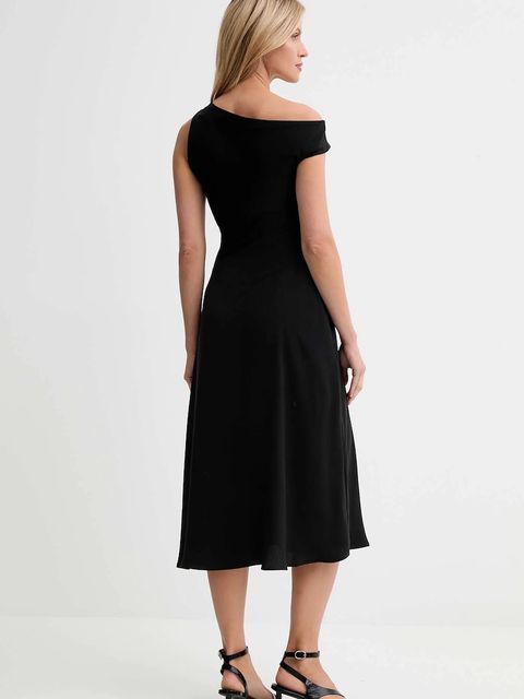 Calvin Klein sukienka kolor czarny maxi rozkloszowana LV044D045G