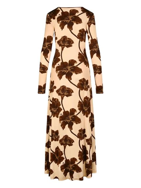 Johanna Ortiz floral-print long-sleeved day dress - Neutrals