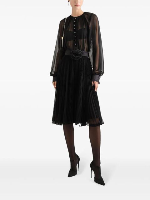 Dolce & Gabbana floral-appliqué midi dress - Black - zdjęcie produktu nr 2