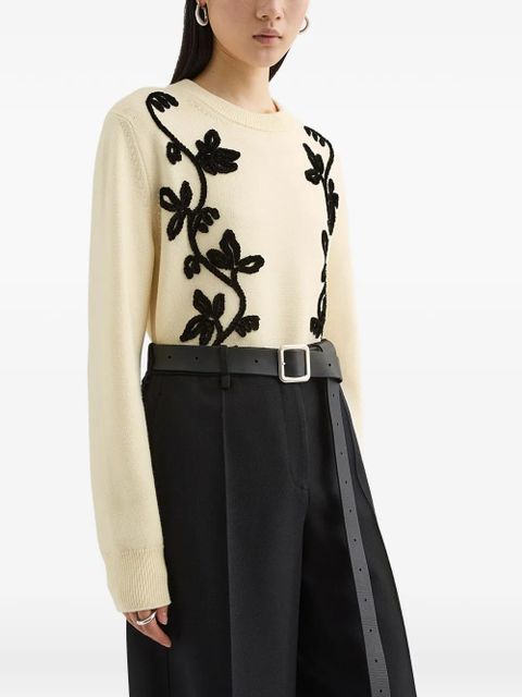Jil Sander embroidered wool sweater - Neutrals