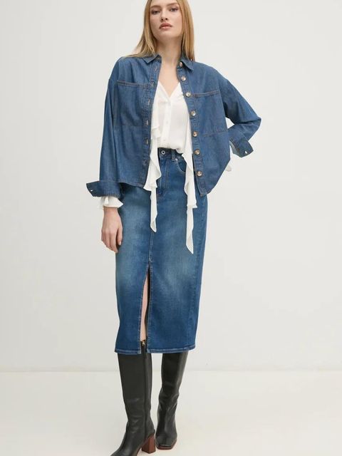 Pepe Jeans spódnica jeansowa MIDI SKIRT HW kolor niebieski midi ołówkowa PL901186IA0 - zdjęcie produktu nr 2