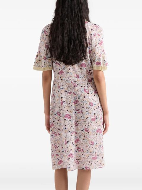 Prada floral-print georgette dress - Neutrals