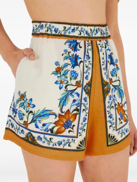 FARM Rio floral-tile shorts - Neutrals