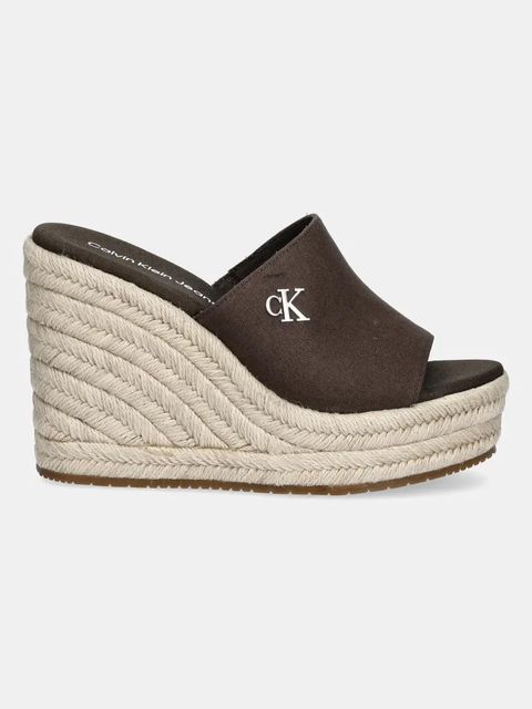 Calvin Klein Jeans klapki WEDGE ROPE SLIDE MG damskie kolor brązowy na koturnie YW0YW01699 - zdjęcie produktu nr 2