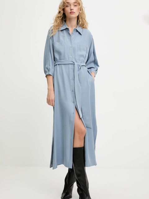 Answear.LAB sukienka kolor niebieski midi prosta