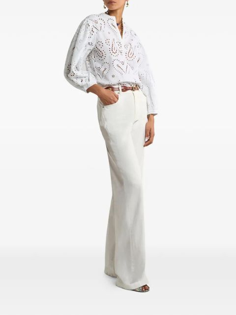 ETRO Pegaso-embroidery cotton jeans - White