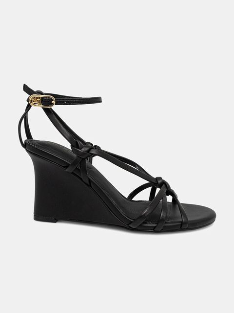 Tommy Hilfiger sandały skórzane LEATHER KNOTS WEDGE SANDAL - zdjęcie produktu nr 1