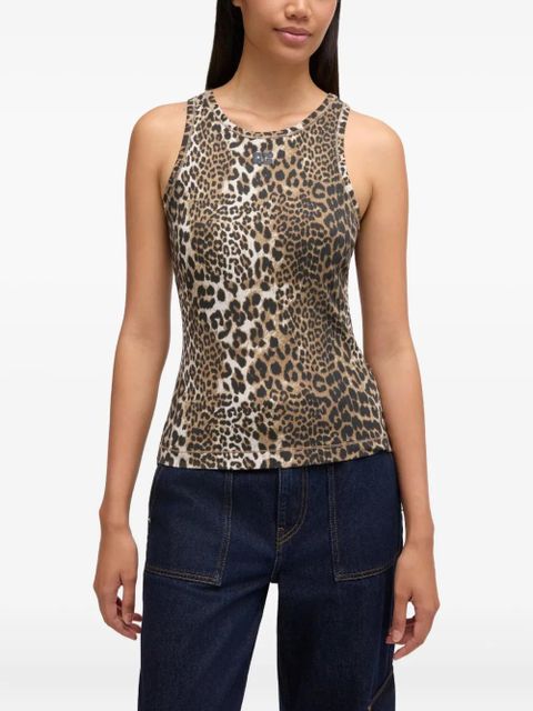 GANNI leopard-print tank top - Brown