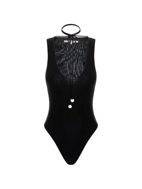 MANURÍ tie-detail bodysuit - Black - zdjęcie produktu nr 1