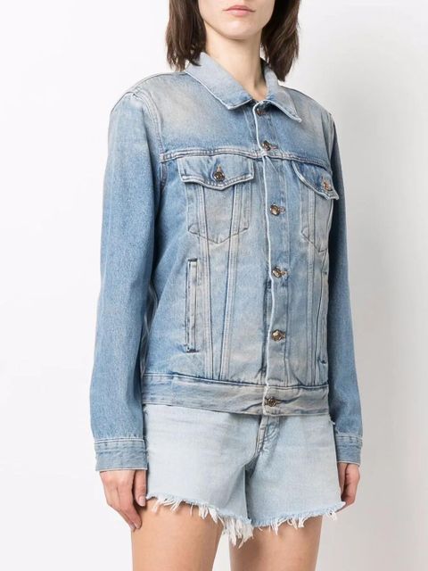 Alanui crochet-panel denim jacket - Blue