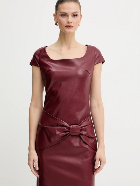 Guess sukienka ALIENOR kolor bordowy mini prosta W5BK55 WGIK0 - zdjęcie produktu nr 1