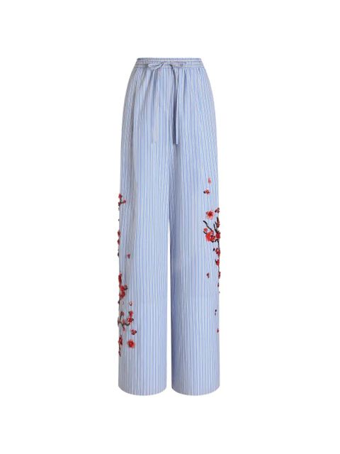 Dolce & Gabbana poplin trousers with cherry tree embroidery - Blue - zdjęcie produktu nr 1