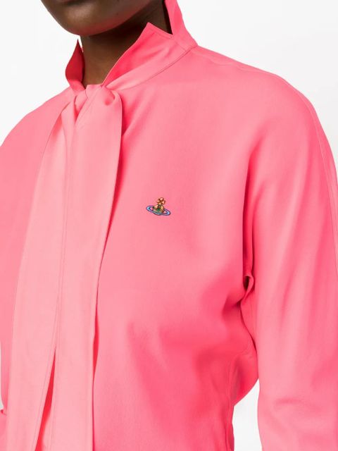 Vivienne Westwood logo-embroidered tie-fastening shirt - Pink