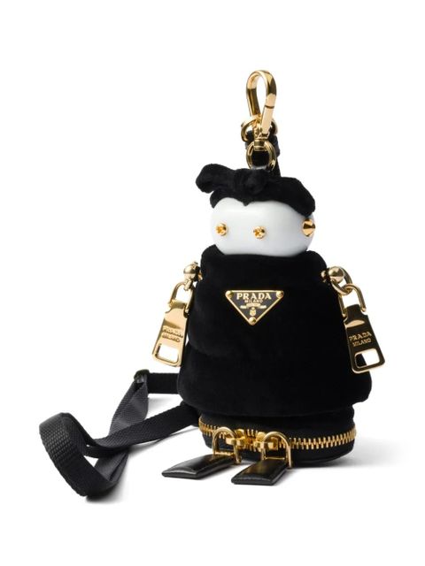 Prada logo-plaque robot bag charm - Black - zdjęcie produktu nr 1
