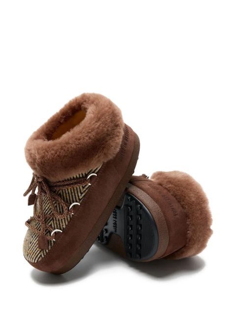 Moon Boot Chalet fur-lined herringbone mules - Brown