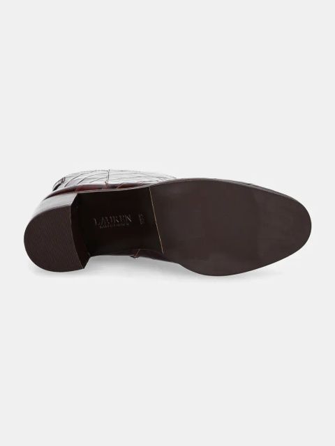 Lauren Ralph Lauren botki skórzane Cassie damskie kolor bordowy na słupku 802951301002