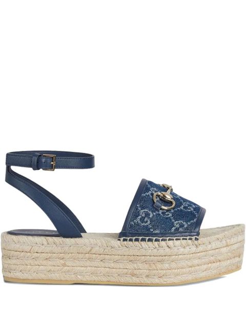 Gucci 45mm signature Horsebit detail denim sandals - Blue - zdjęcie produktu nr 1